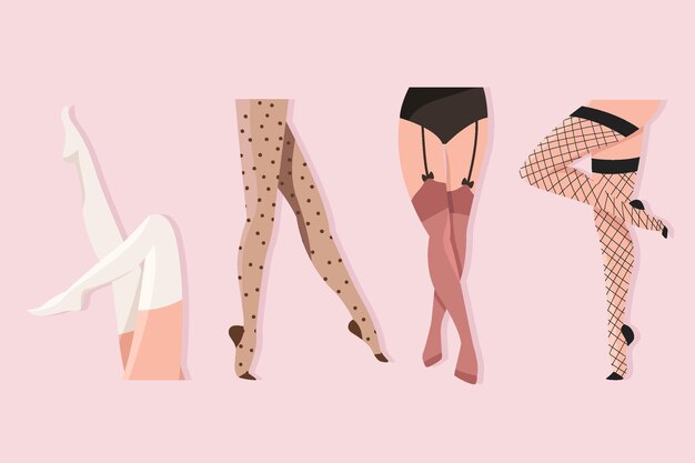 Flat design pantyhose tights set