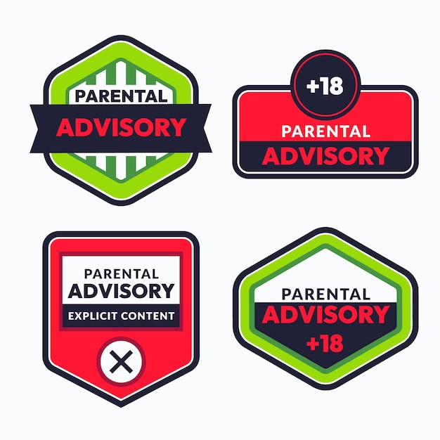 Free Vector flat design parental advisory label set