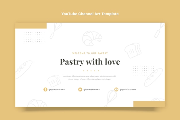 Flat design pastry youtube channel art