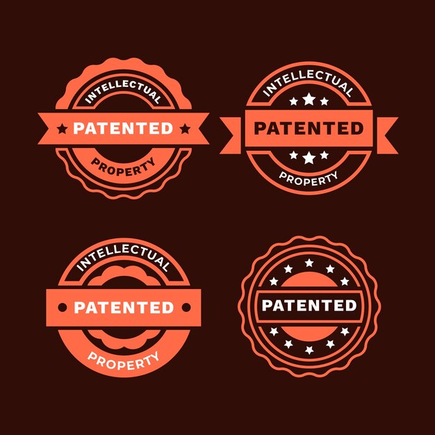 Flat design patented labels set