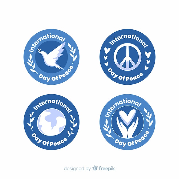 Free Vector flat design peace day badge collection