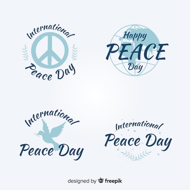 Flat design peace day badge collection