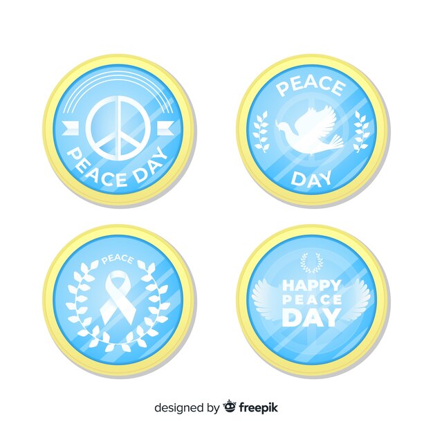 Flat design peace day badge collection