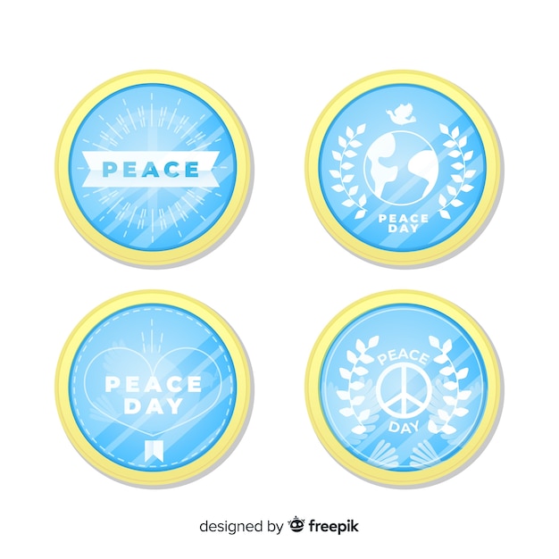 Flat design peace day badge collection