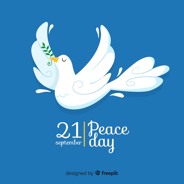 Flat design peace day with dove 