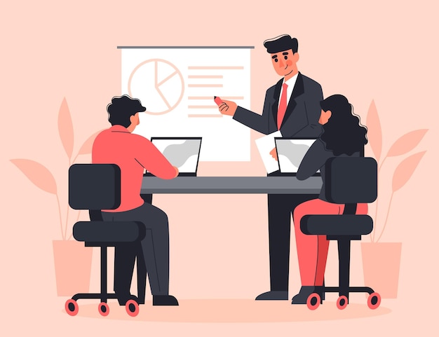 Flat design people on business training illustrated