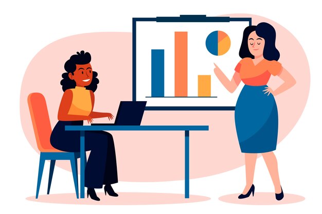 Flat design people on business training illustrated