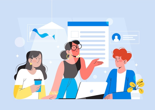 Flat design people on business training illustrated