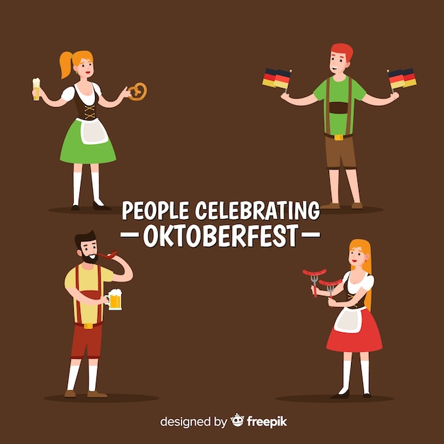 Flat design people celebrating oktoberfest