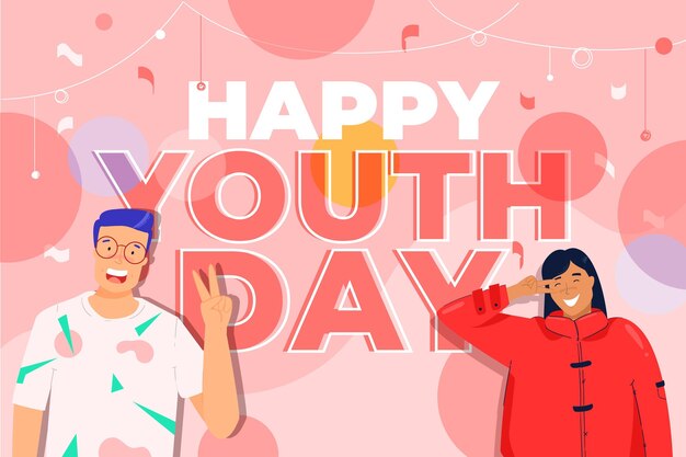 Flat design people celebrating youth day