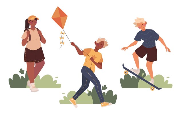 Flat design people doing outdoor activities