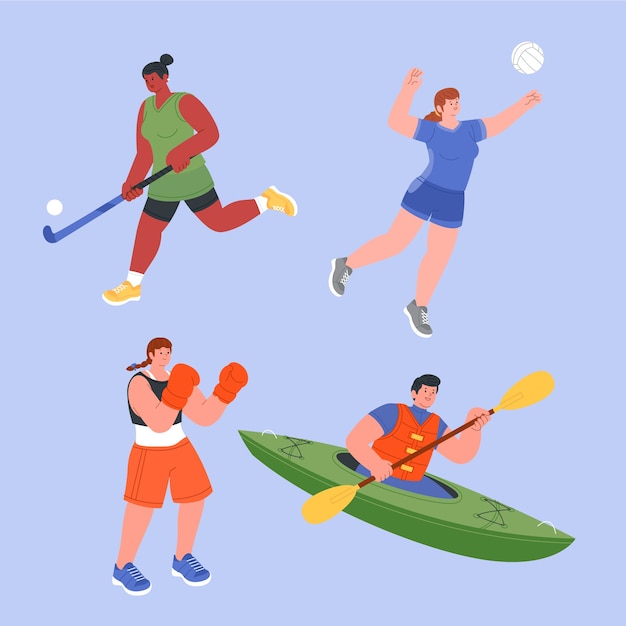 Free vector flat design people doing sports collection