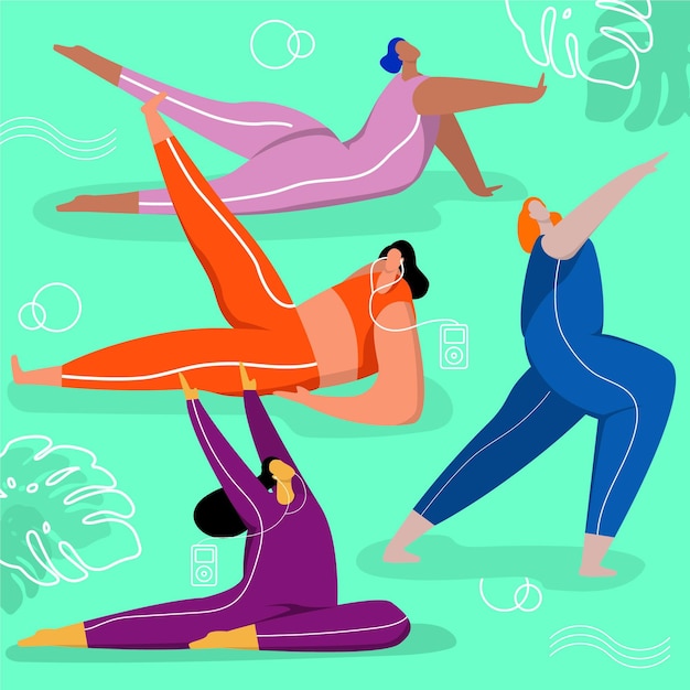 Free Vector flat design people doing yoga concept