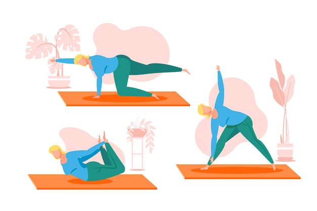 Free Vector flat design people doing yoga