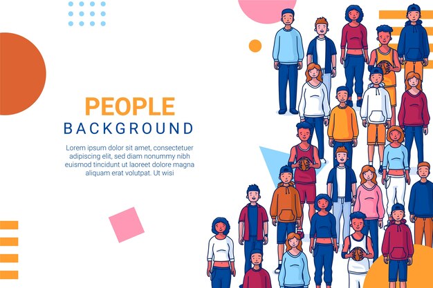 Flat design people group background