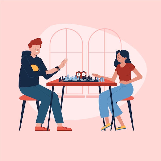 Free Vector flat design of people playing chess