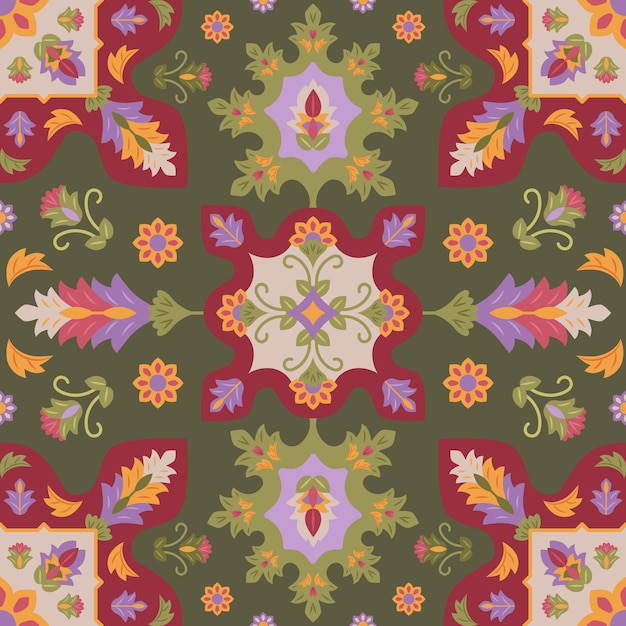 Free Vector flat design persian carpet pattern