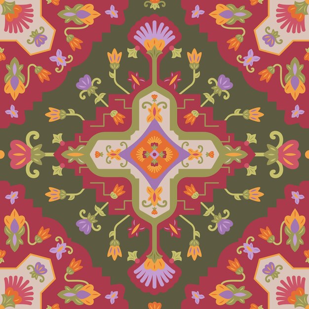 Flat design persian carpet pattern