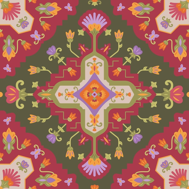 Flat design persian carpet pattern