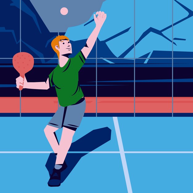 Flat design person playing padel illustration