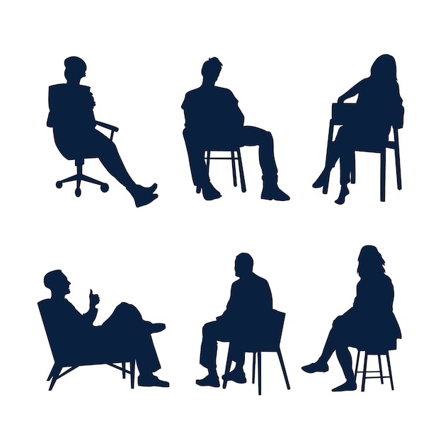 Free Vector flat design person sitting silhouette