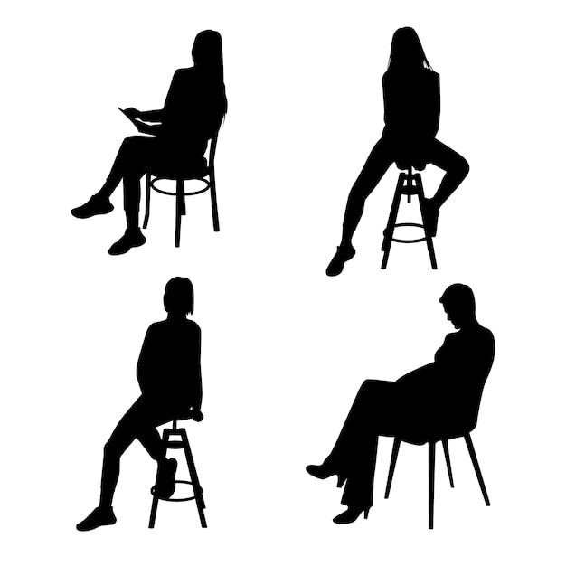 Free vector flat design person sitting silhouette