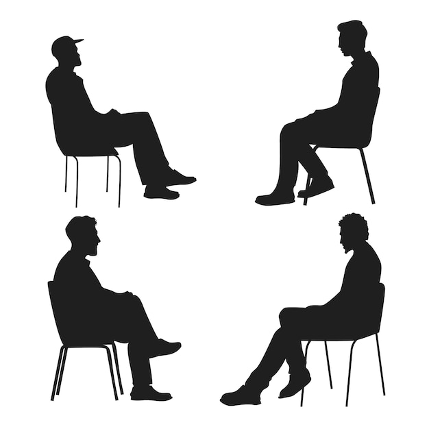 Flat design person sitting silhouette