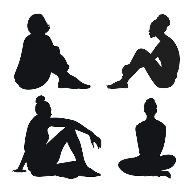 Free vector flat design person sitting silhouette