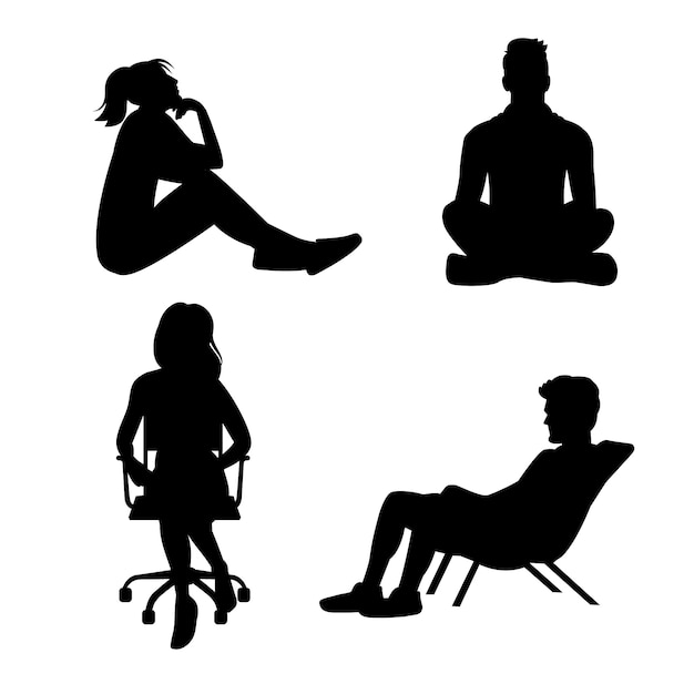 Free vector flat design person sitting silhouette