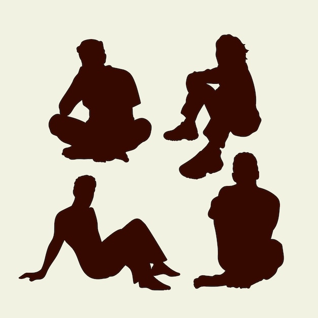 Free vector flat design person sitting silhouette