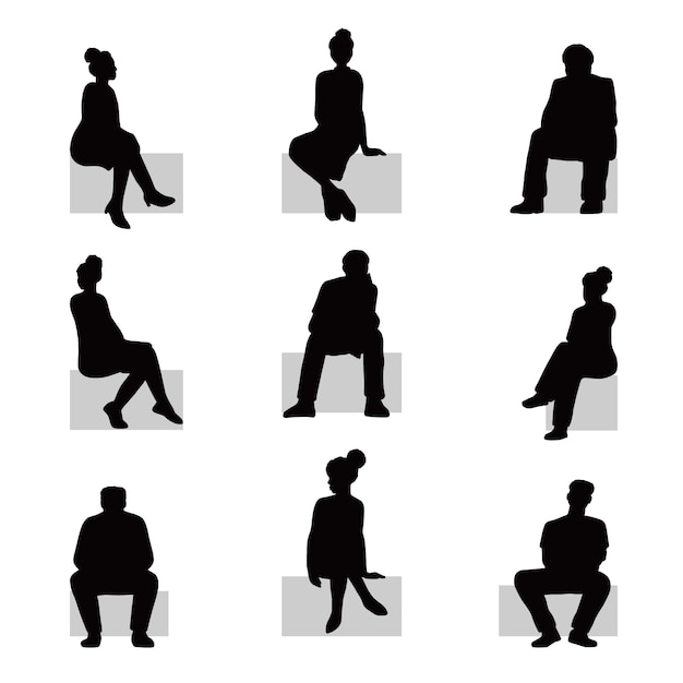 Flat design person sitting silhouette