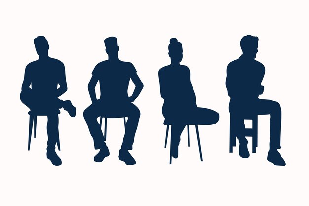 Flat design person sitting silhouette