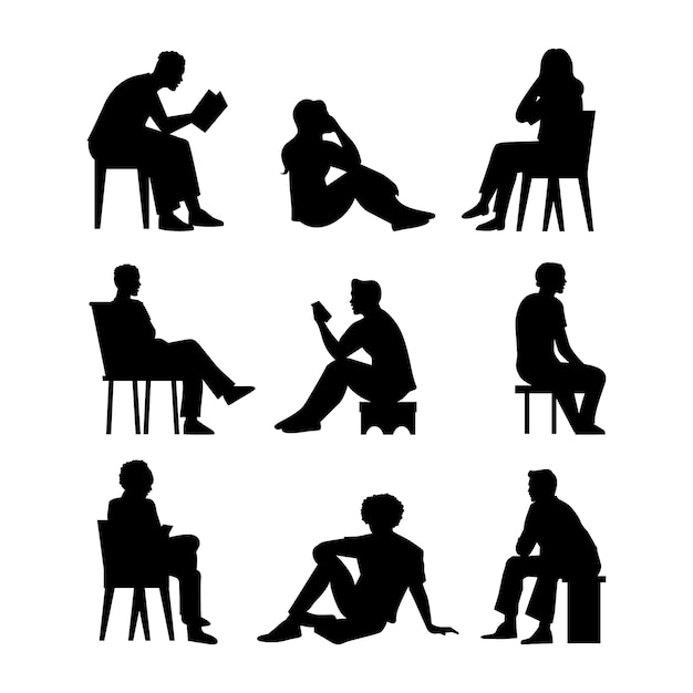 Free Vector flat design person sitting silhouette