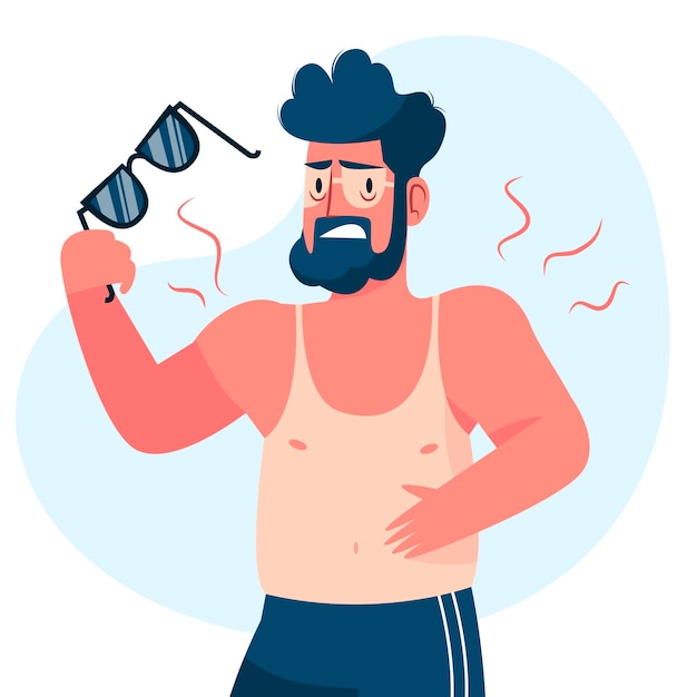 Flat design person with sunburn