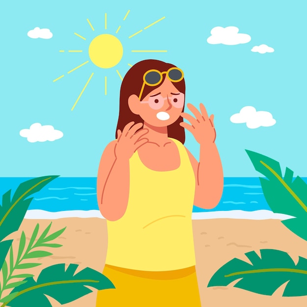 Flat design person with sunburn