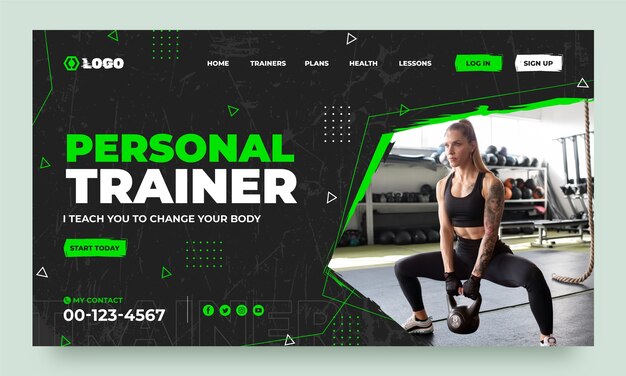 Flat design personal trainer dynamic landing page