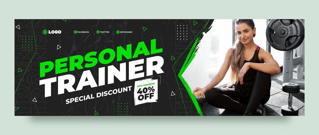 Flat design personal trainer dynamic twitter header