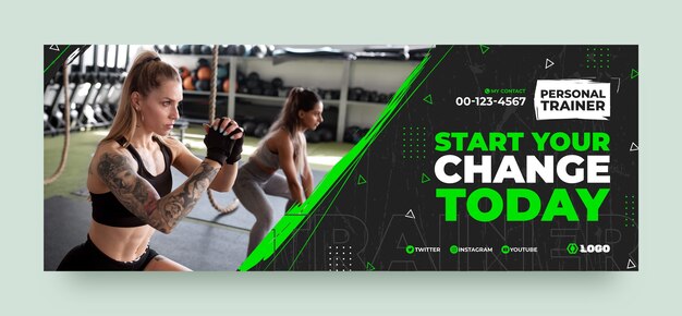 Flat design personal trainer facebook cover