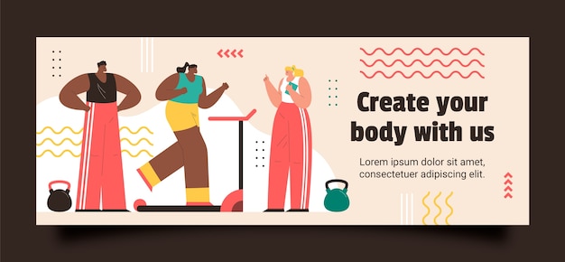 Flat design personal trainer facebook cover