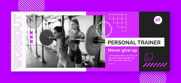 Free Vector flat design personal trainer geometric facebook cover