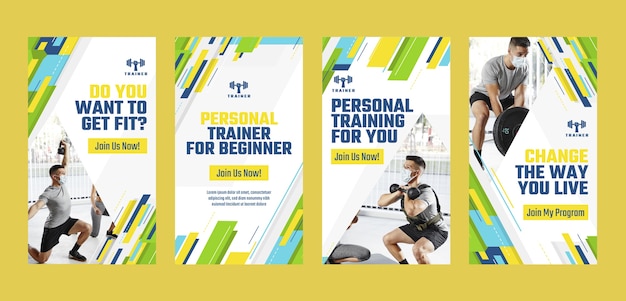 Free Vector flat design personal trainer instagram stories