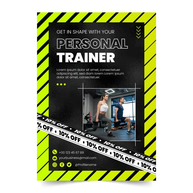 Flat design personal trainer poster