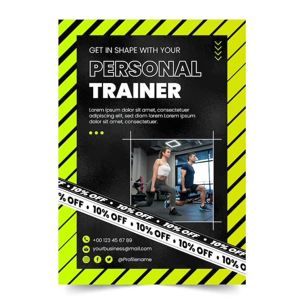 Flat design personal trainer poster