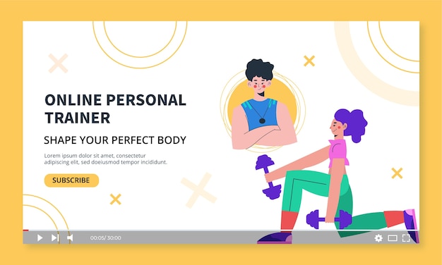 Free Vector flat design personal trainer youtube thumbnail