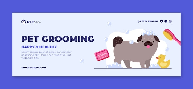 Free Vector flat design pet grooming template