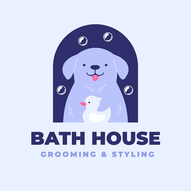 Free vector flat design pet grooming template