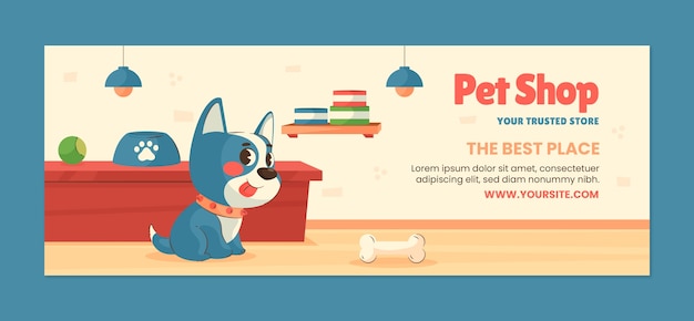 Free Vector flat design pet shop facebook cover template