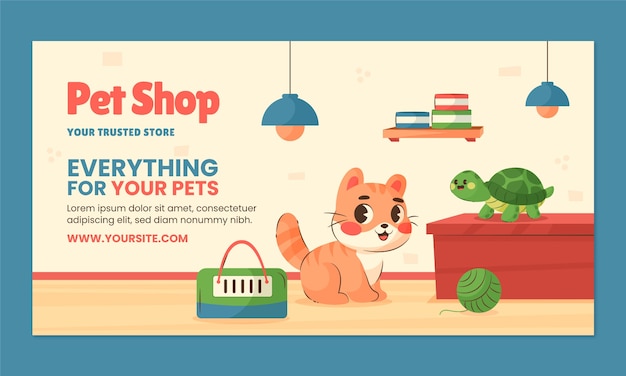 Free Vector flat design pet shop facebook template