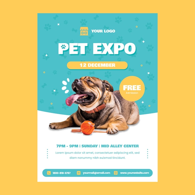 Flat design pet shop poster template