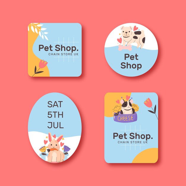 Free Vector flat design pet shop template